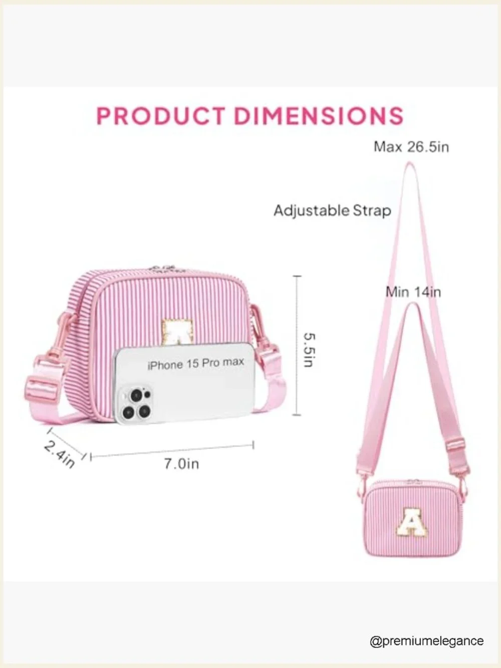 Personalized Initial Crossbody Purse for Girls Kids Small Pink Bag